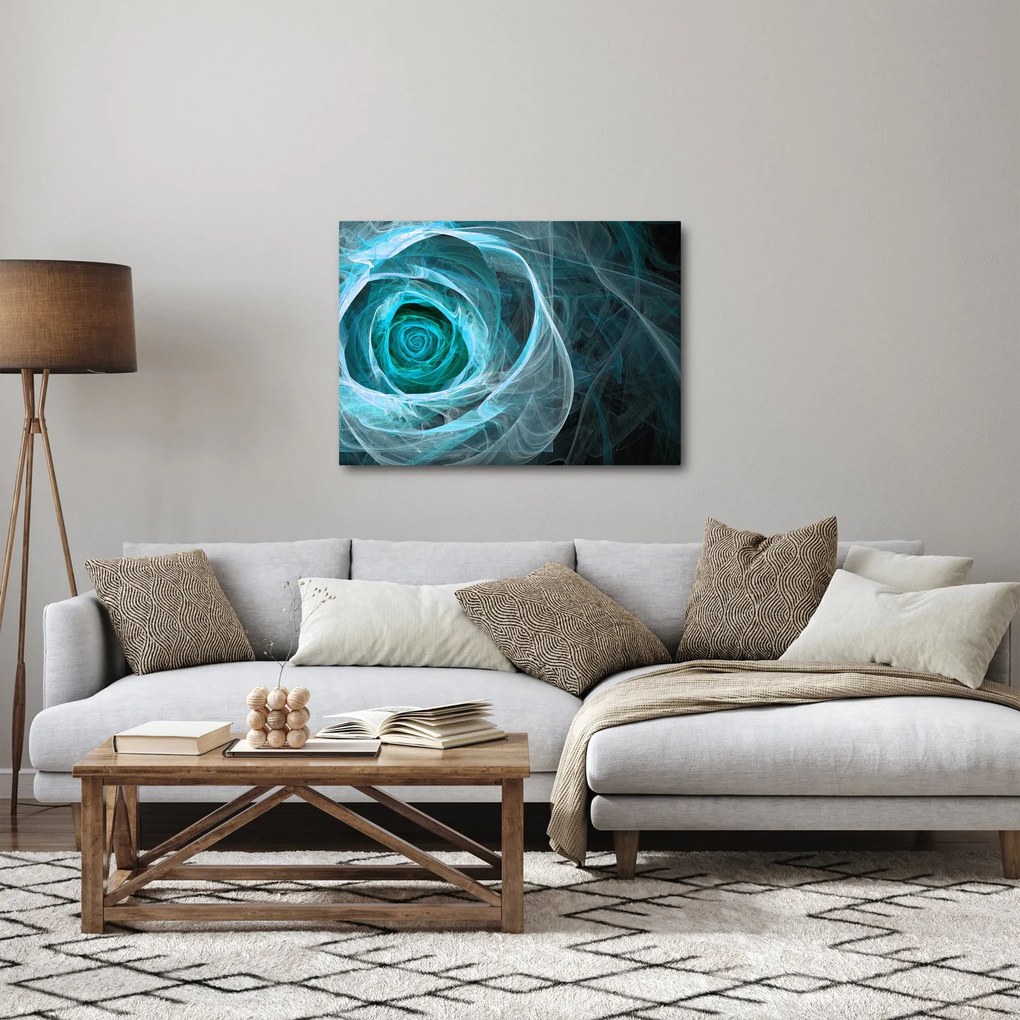Obraz - Abstrakcyjny różowy niebieski z czarnym tłem (70x50 cm)