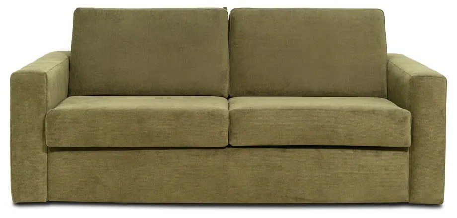 Sztruksowa sofa rozkładana w kolorze khaki Scandic Elbeko