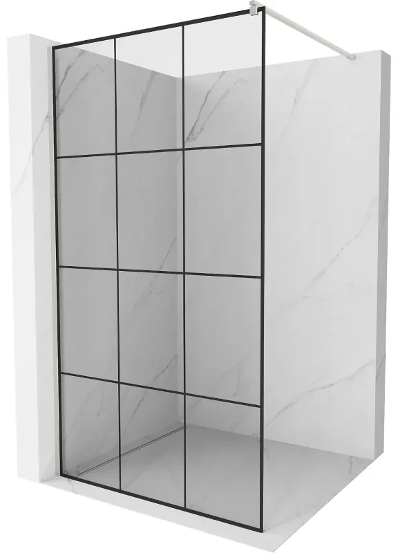 Mexen Kioto ścianka prysznicowa Walk-in 100 x 200 cm, czarny wzór 8 mm, nikiel szczotkowany - 800-100-101-97-77
