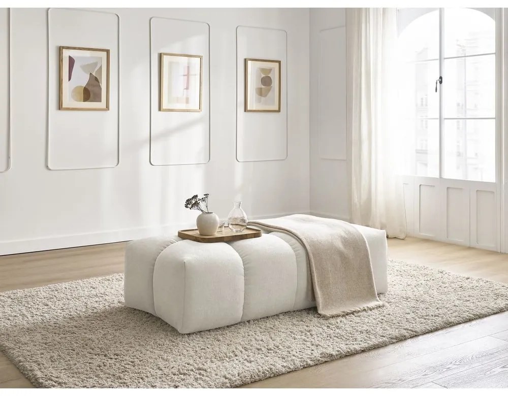 Biały podnóżek z tkaniny szenilowej Everest – Bobochic Paris