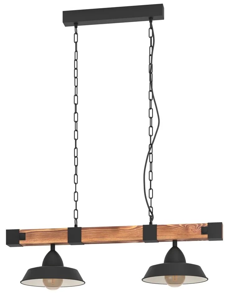 Czarno-naturalna lampa wisząca z metalowym kloszem OLDBURY – EGLO