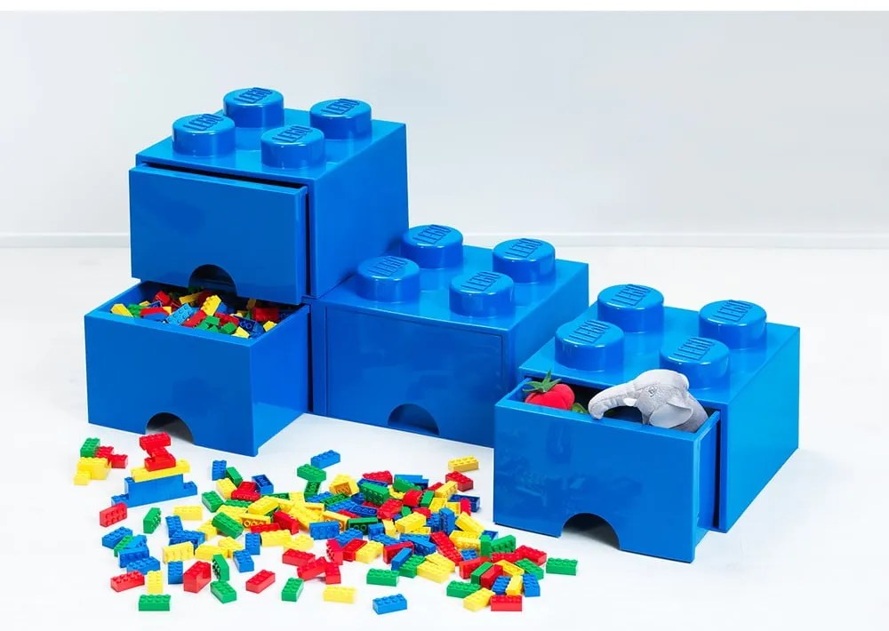 Niebieski pojemnik z szufladką LEGO®, 31x16 cm