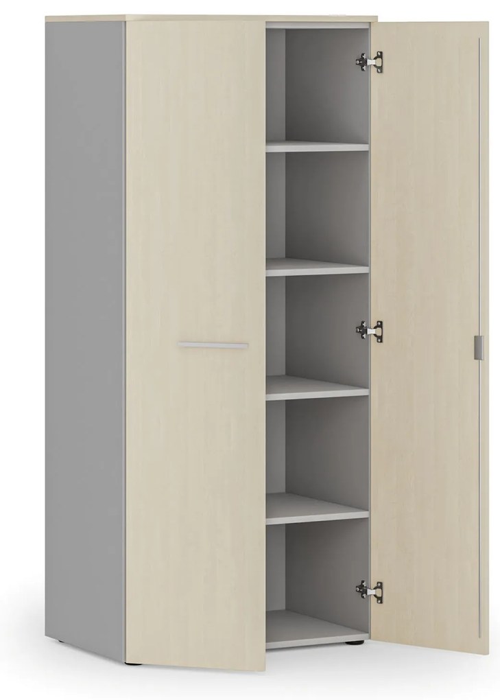 Szafa biurowa z drzwiami PRIMO GRAY, 800 x 500 x 1781 mm, szary/brzoza