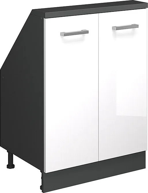 Szafka kuchenna na dach skośny biały wysoki połysk 60x46x81.6 r-line