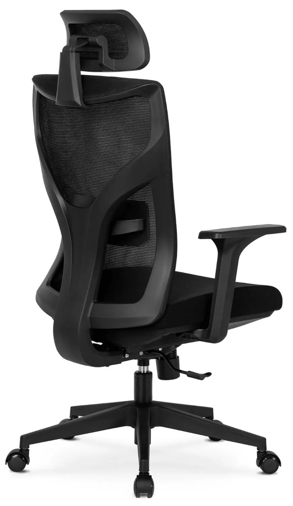 Fotel Biurowy Ergonomiczny Obrotowy SPIRAL Czarny z Zagłówkiem do Pracy