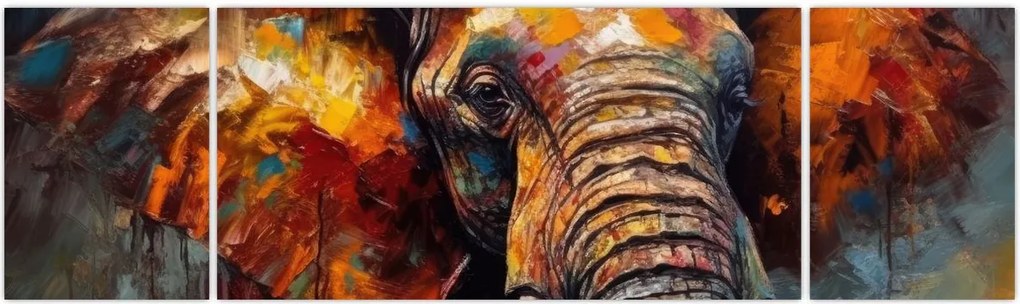 Obraz - Malowanie słonia (170x50 cm)