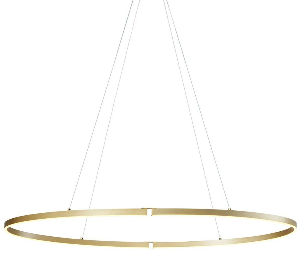Designerska lampa wisząca mosiężna 120 cm z LED z 3-stopniowym ściemnianiem - Ovallo