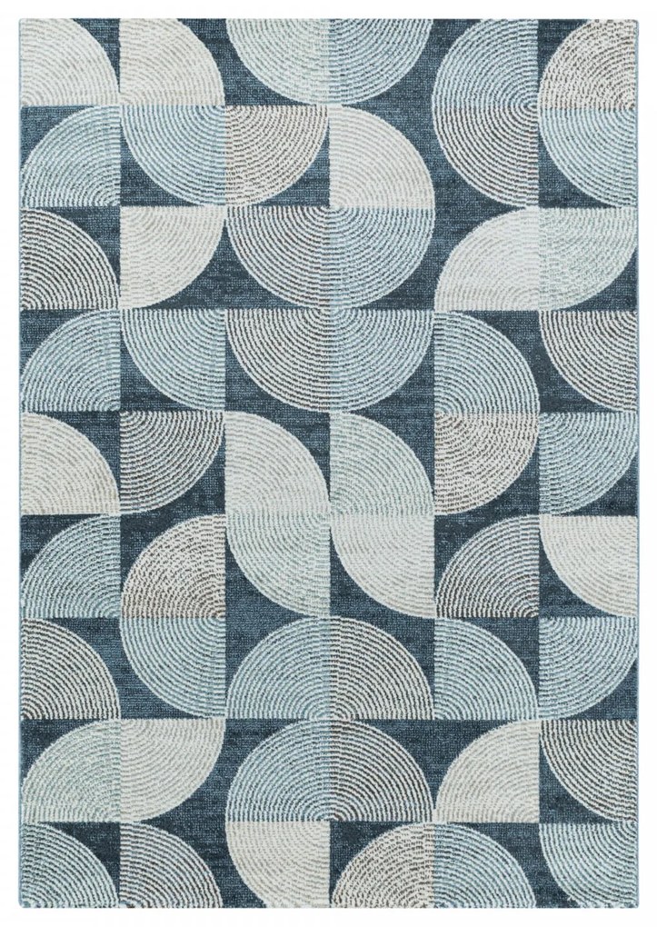 Dywan nowoczesny iluzja kremowo-granatowy 80 cm x 250 cm