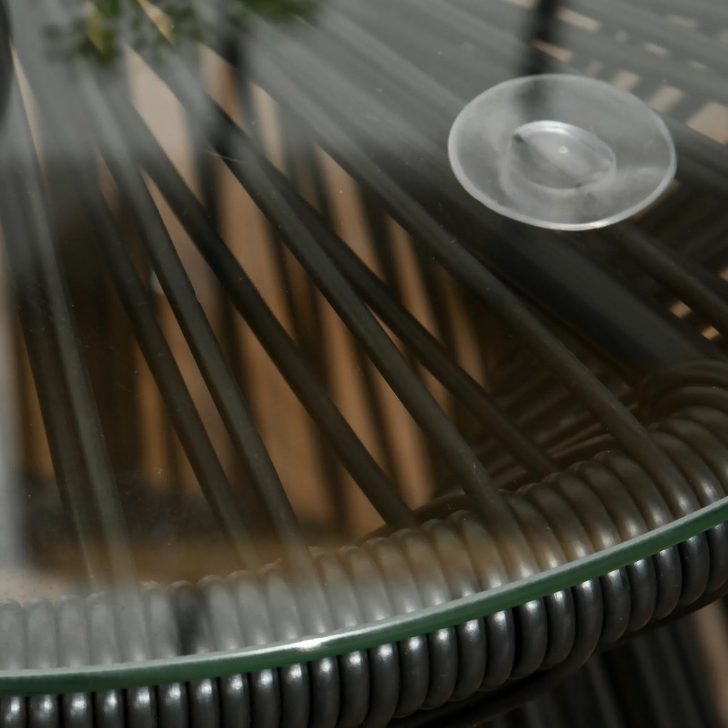 Outsunny Stolik ogrodowy w stylu boho, odporny na warunki atmosferyczne, PE-Rattan, 40 cm x 40 cm x 42 cm, Czarny