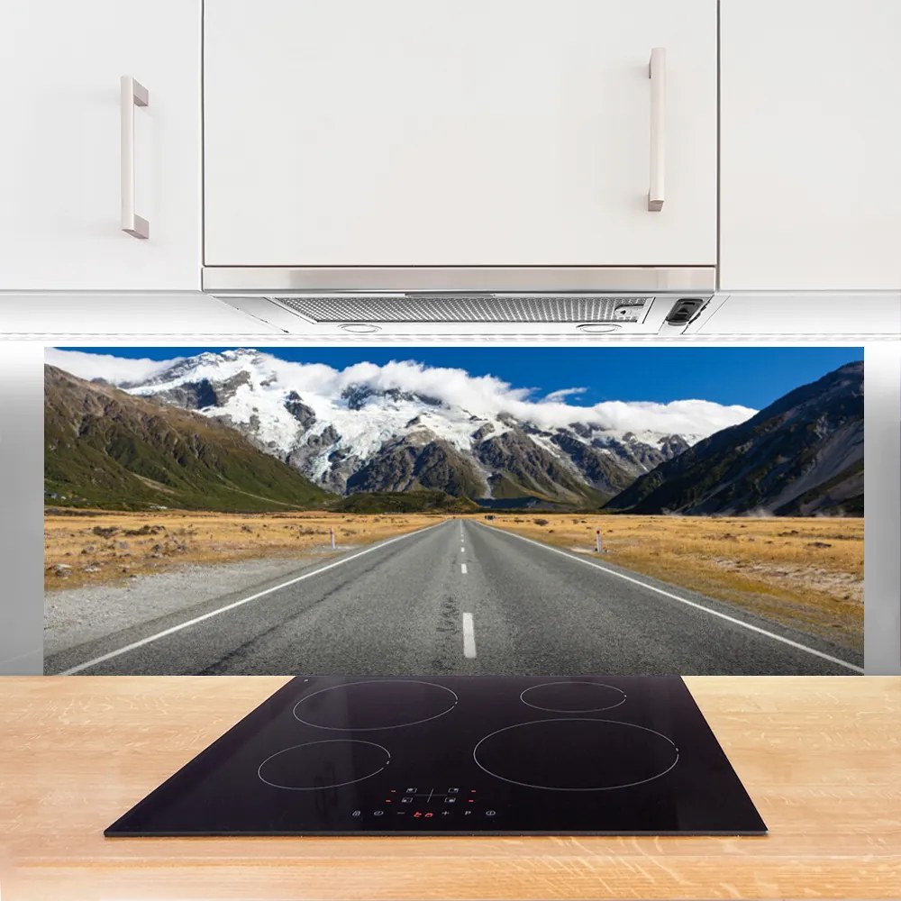 Panel Szklany do Kuchni Zimowy Szlak Górski