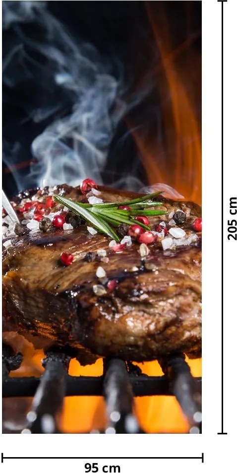 Fototapeta na drzwi - Stek na grillu (95x205cm)