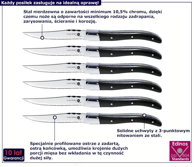 Ekskluzywny komplet 6 noży do steków - Fercil 4X