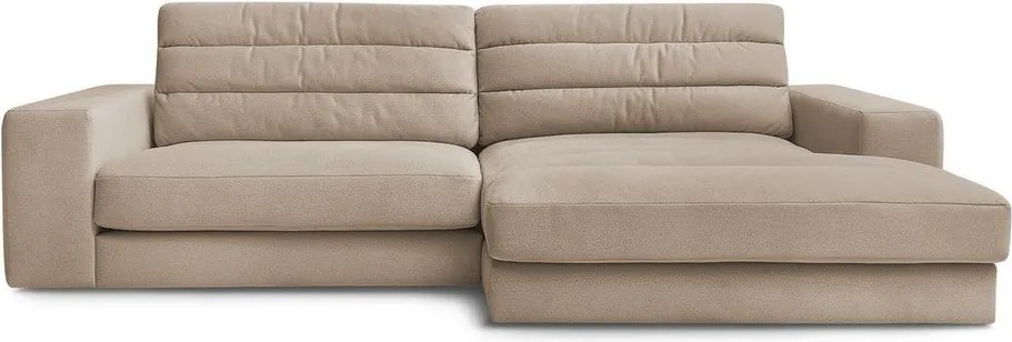 Szarobrązowy aksamitny narożnik (prawostronny/z szezlongiem) Sierra – Bobochic Paris