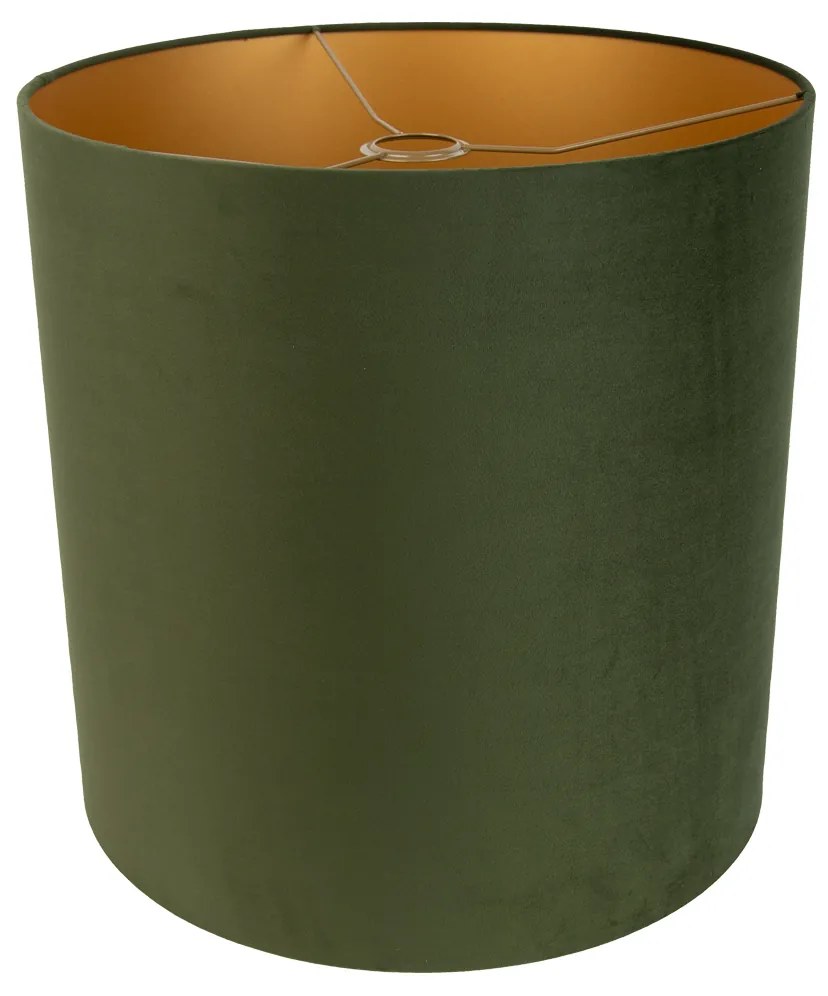 Aksamitny abażur zielony 40/40/40 ze złotym wnętrzem klasyczny/Antyczny