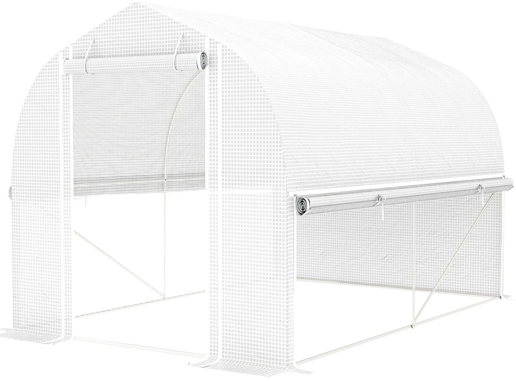 Outsunny Szklarnia tunelowa 3 x 2 x 2 m z rolowanymi bocznymi ściankami, odporna na UV folia z plastiku i stalowy stelaż, Biała