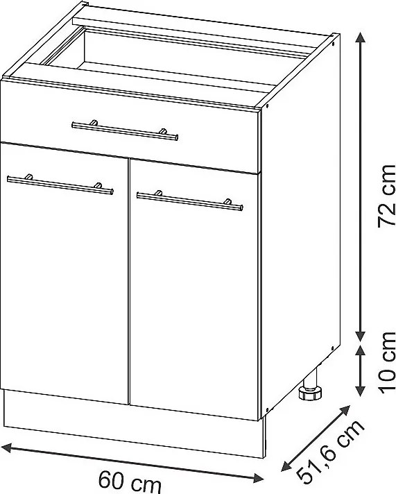Szafka dolna do kuchni panel dębowy 60x51.6x82 fame-line