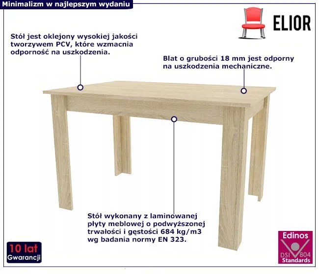 Minimalistyczny stół dąb sonoma - Igro 4X