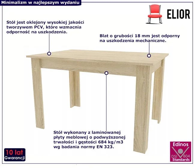 Minimalistyczny stół dąb sonoma - Nadeva 4X