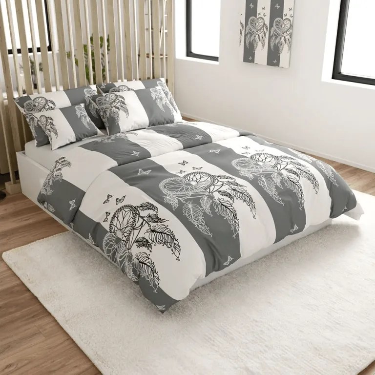 PrzytulneMieszkanie.pl PrzytulneMieszkanie.pl Bawełniana pościel TIRSO POLY szaro-biała Rozmiar pościeli: 70 x 90 cm | 140 x 200 cm