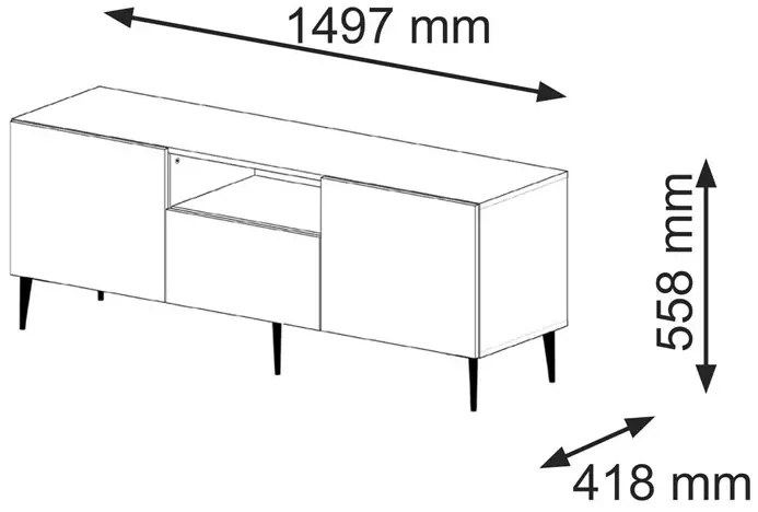 Szafka na TV dąb artisan z czarnymi lamelami D1-P35