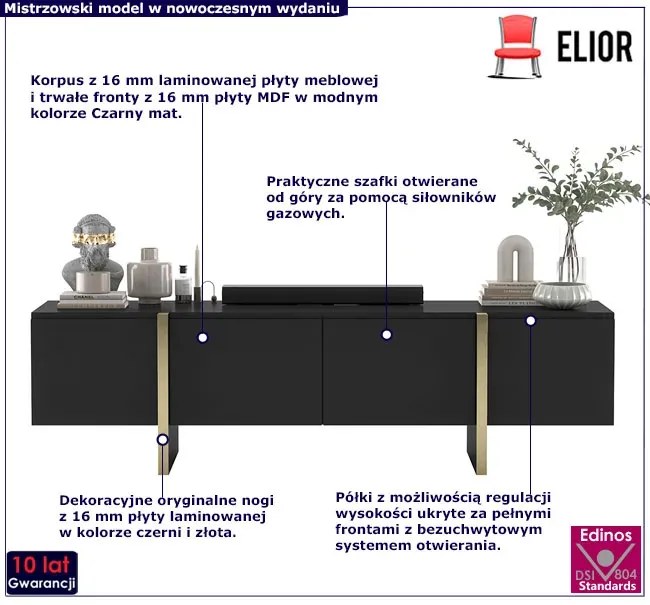 Modernistyczna czarna szafka rtv K0-T77