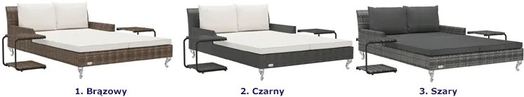 Czarne łóżko rattanowe na taras - Arvid