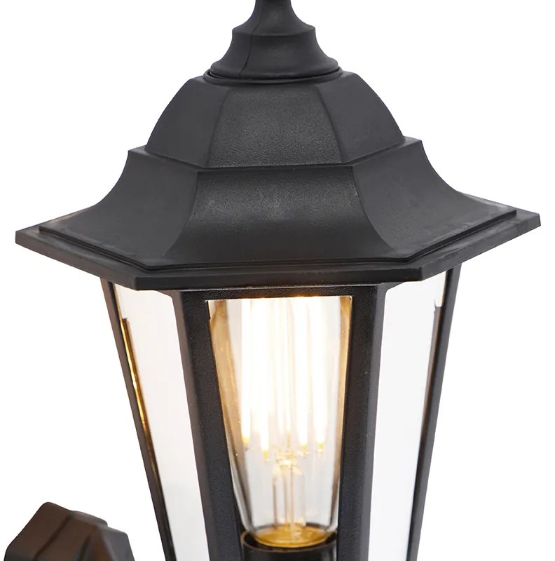 Zewnetrzna Klasyczna lampa ścienna zewnętrzna czarna z czujnikiem ruchu - New Haven klasyczny/Antyczny Oswietlenie zewnetrzne