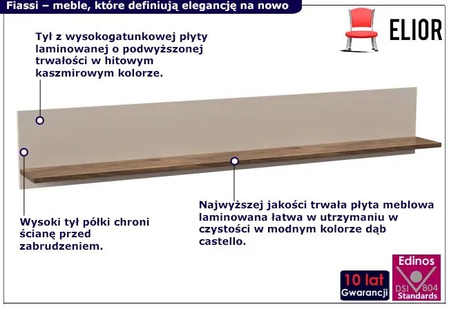 Nowoczesna półka ścienna kaszmir + dąb castello - Milox 7X