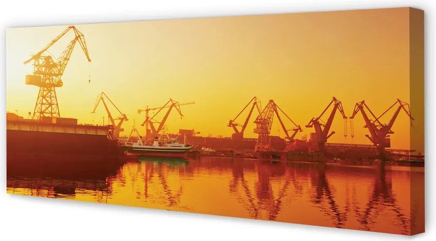 Duży obraz na płótnie Wschód Słońca nad Gdańską Stocznią