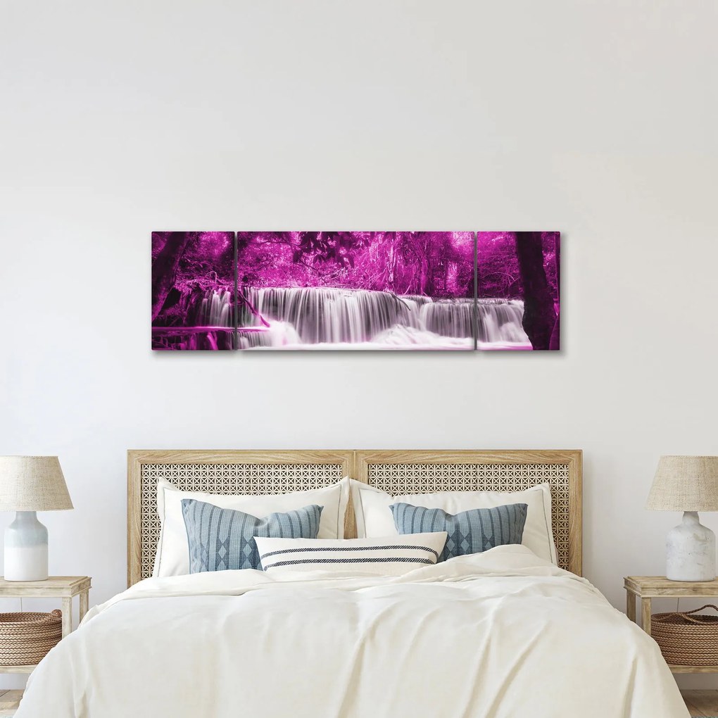 Obraz - Wodospad, fioletowy (170x50 cm)