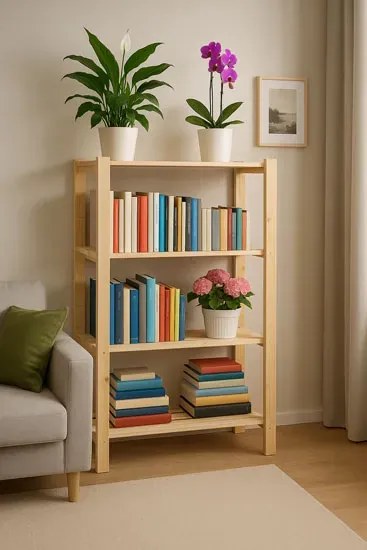 Regał z półkami z drewna sosny P1-C34