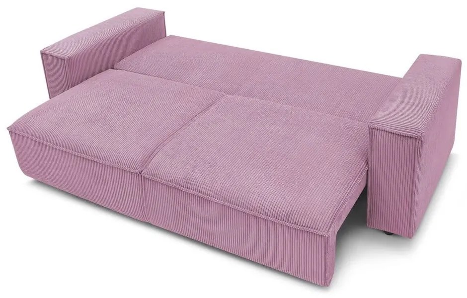 Różowa sztruksowa rozkładana sofa 245 cm Nihad – Bobochic Paris