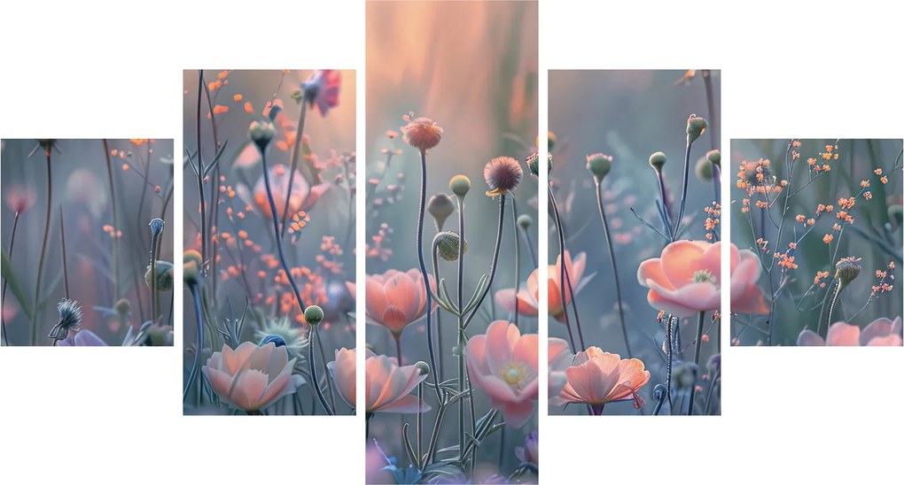 Obraz - Kwiaty w pastelowych kolorach (125x70 cm)