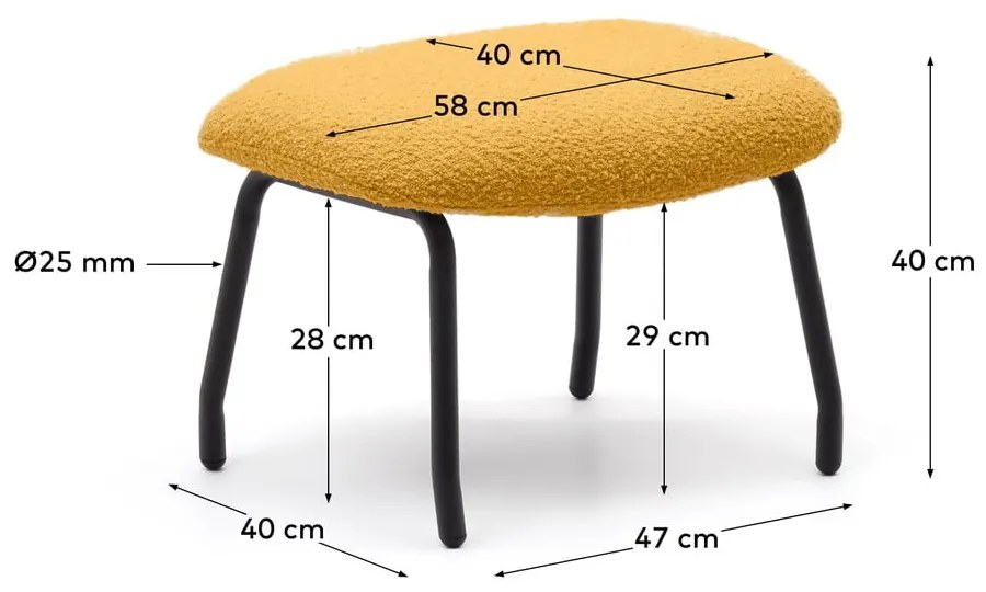 Musztardowy puf z materiału bouclé Belina – Kave Home