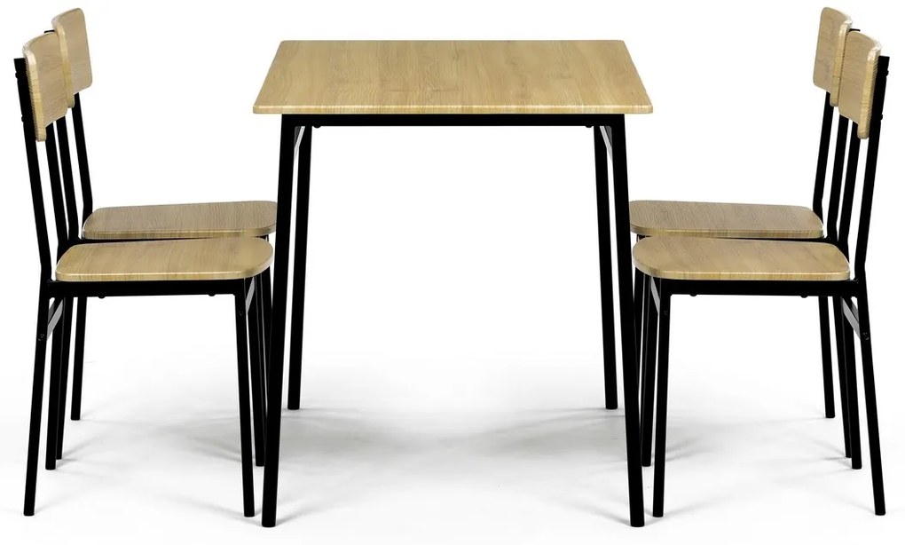 Zestaw jadalniany Industrial z 4 krzesłami, 110 x70 x 76 cm, dziki dąb