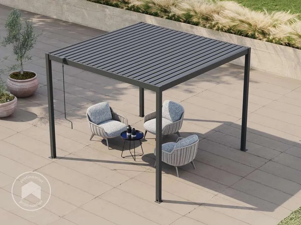 PRIMEYARD 3x3m Pergola Deluxe, lamelowa, antracyt - (GFPV01107)