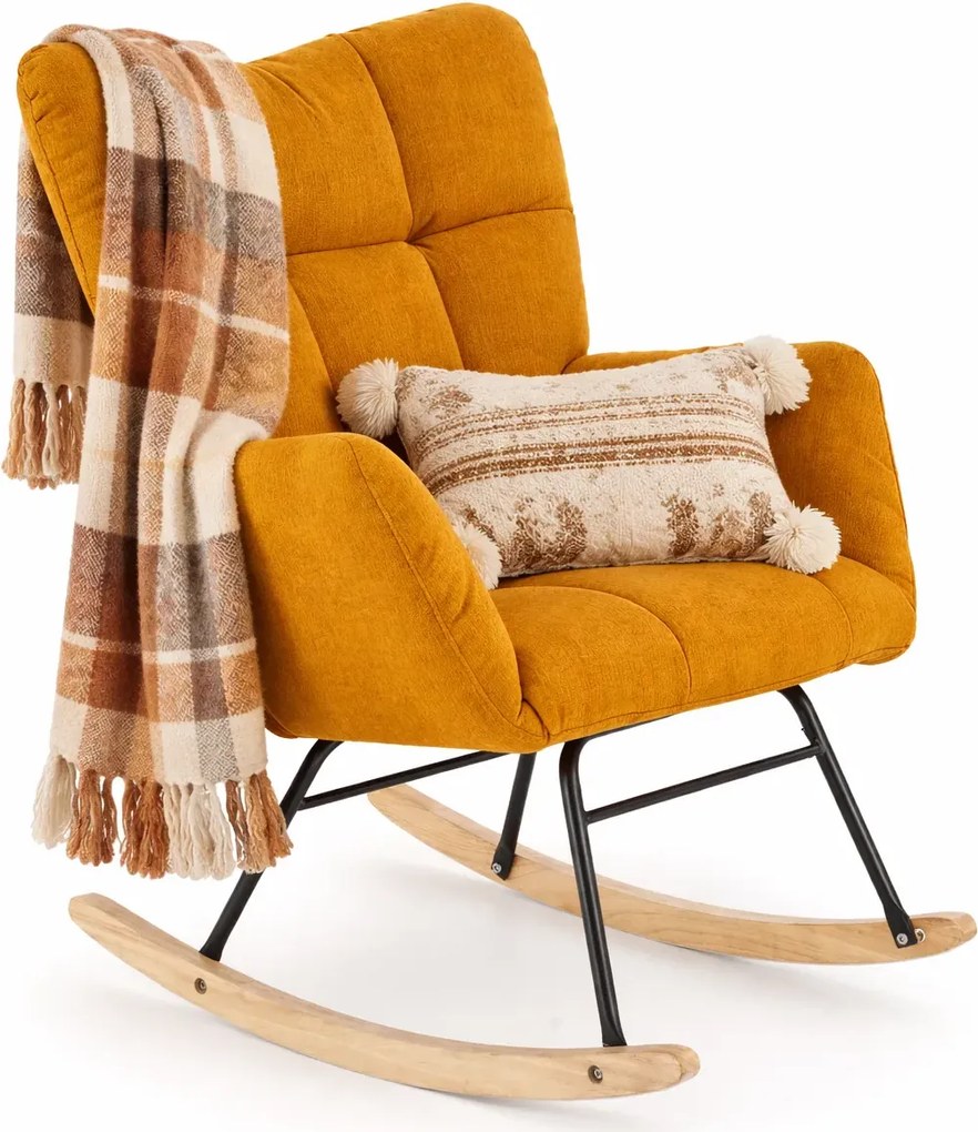 Musztardowy wypoczynkowy fotel bujany A2-D89