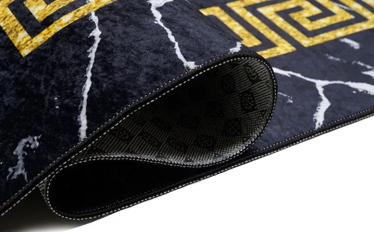 Czarny dywan glamour ze złotą ramką E3-S15
