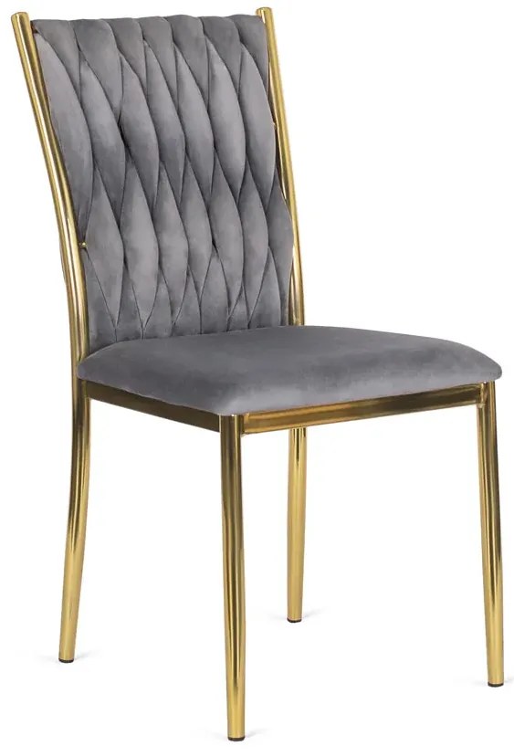 Szare welurowe krzesło plecione glamour E4-L07