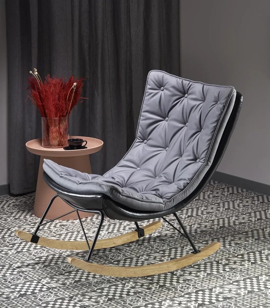 Fotel bujany INDIGO szary/czarny HALMAR