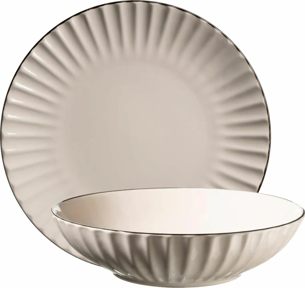 Mäser Zestaw płytkich i głębokich talerzy 8 szt. OSITA – kremowy