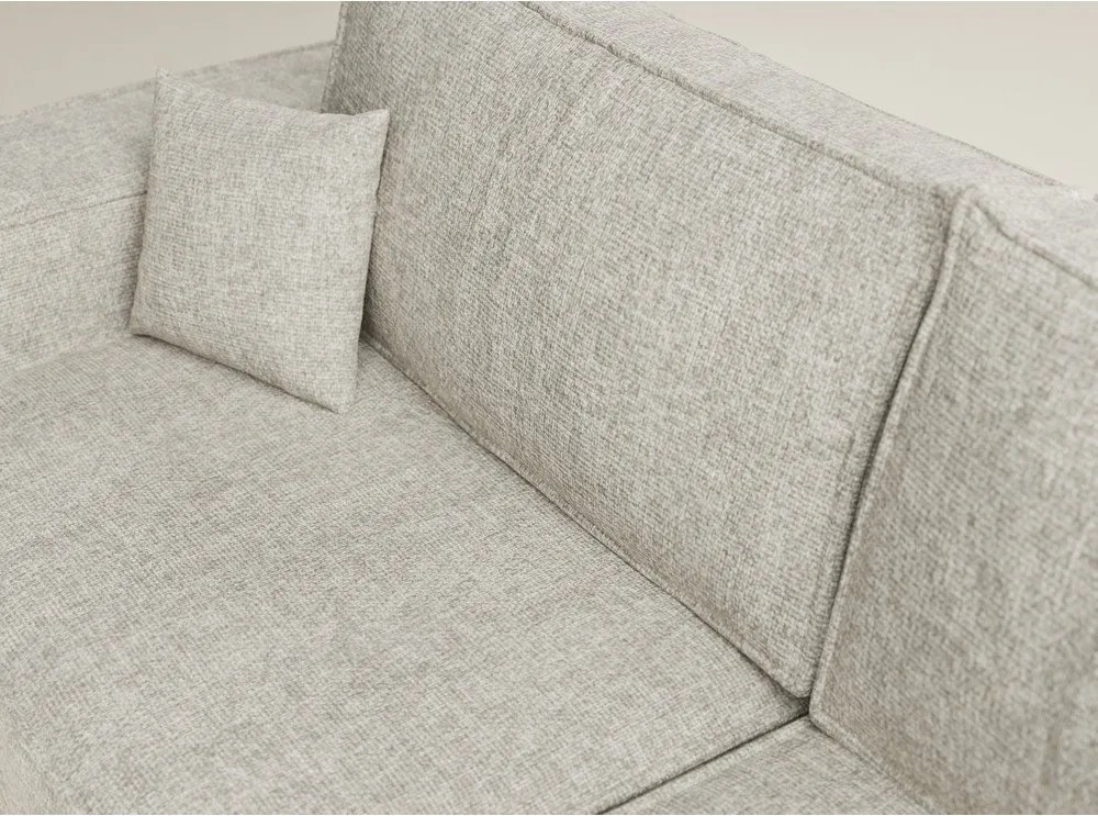 Beżowy rozkładany narożnik ze schowkiem z tkaniny szenilowej (prawostronny/w kształcie litery L) Tonga – Maison de Rêve