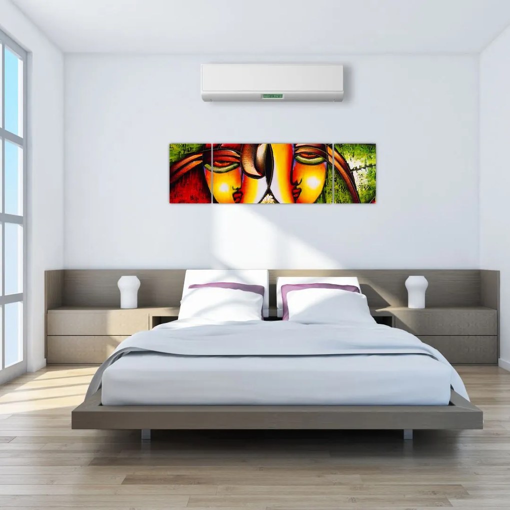 Obraz - Obraz olejny, abstrakcyjne twarze (170x50 cm)