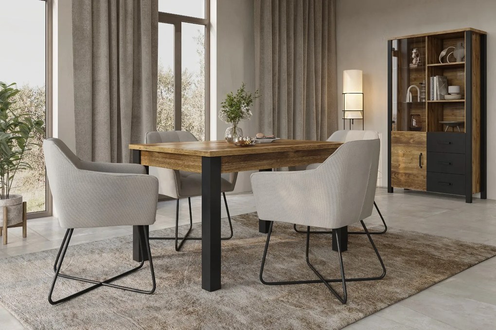 Stół OLIN 180x95 appenzeller fichte/czarny HELVETIA