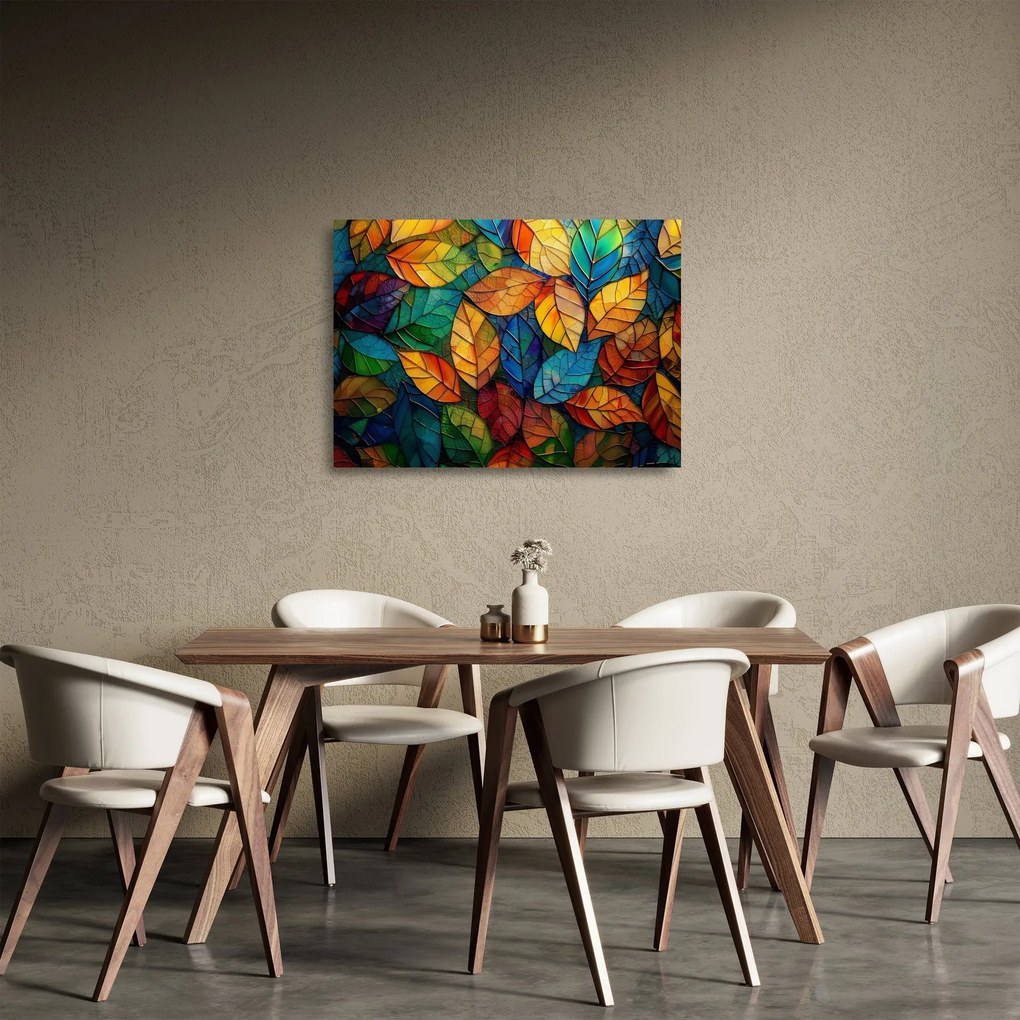 Obraz na szkle - Mozaika z liści (70x50 cm)