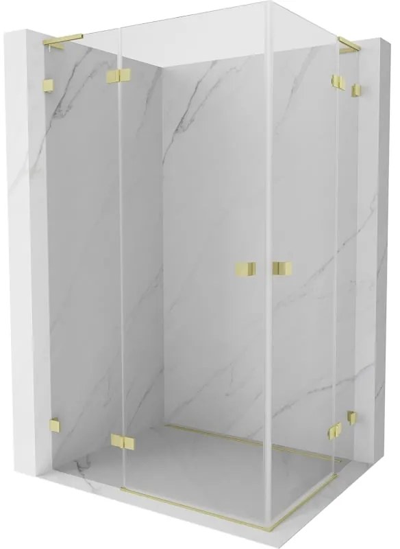 Mexen Lunar L Duo kabina prysznicowa uchylna 80 x 70 cm, transparent, złota szczotkowana - 834L-080L-070P-55-00