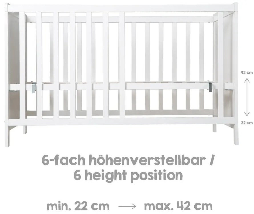 Białe łóżeczko dostawne 60x120 cm Hamburg – Roba