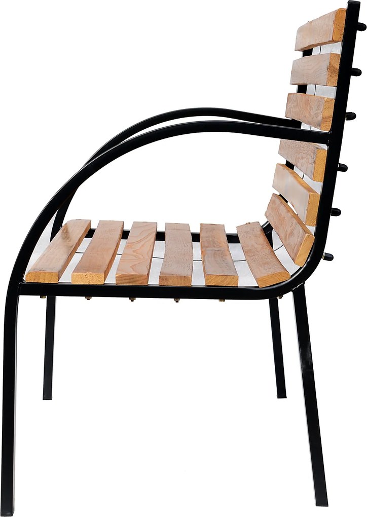 Outsunny Ławka Ogrodowa Parkowa 2 Osoby Stal i Drewno Sosnowe Naturalny Kolor Wygodna i Stylowa 122x60x80cm | Aosom PL