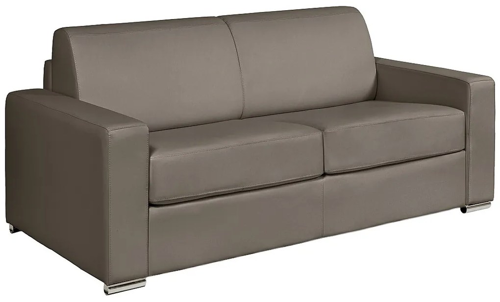 Kanapa rozkładana 3-osobowa  ze skóry bawolej w kolorze taupe - Spanie 140 cm - Materac 18 cm - CALITO