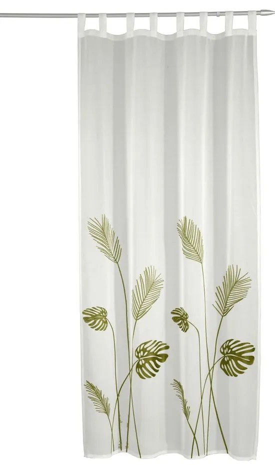 Biało-zielona firanka z woalu 135x245 cm – Sehlbach